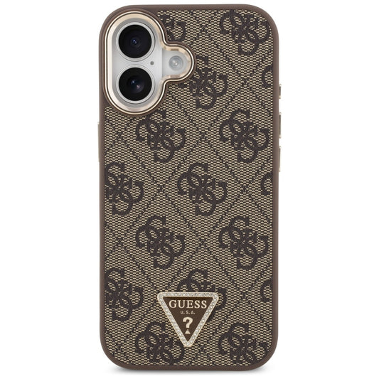 MagSafe hoesje voor Apple iPhone 17, Guess, 4G Triangle Logo, Goudbruin
