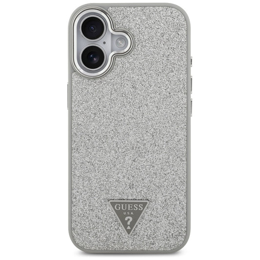MagSafe hoesje voor Apple iPhone 17, Guess, Glitter Triangle Logo, Zilver