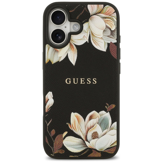 MagSafe hoes voor Apple iPhone 17, Guess, Grained Flowers, Zwart