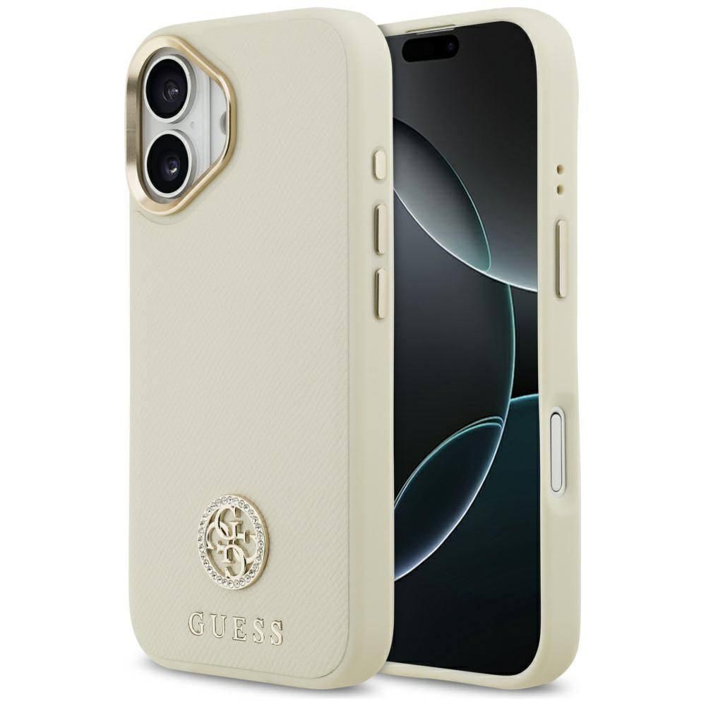 MagSafe hoesje voor Apple iPhone 17, Guess, Grained Strass Logo, Beige
