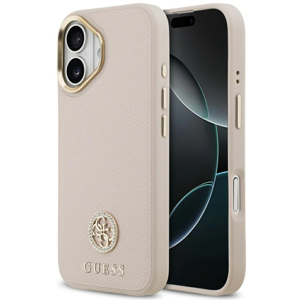 MagSafe hoesje voor Apple iPhone 17, Guess, Grained Strass Logo, Roze