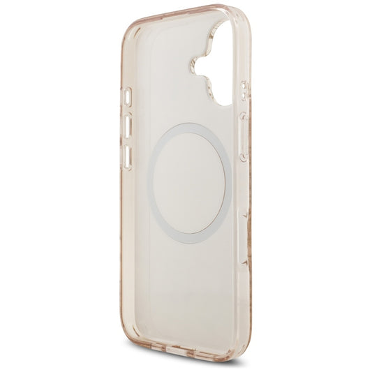 MagSafe Case for Apple iPhone 17, Guess, IML Flowers Allover Electroplated with Pearl Strap, Black