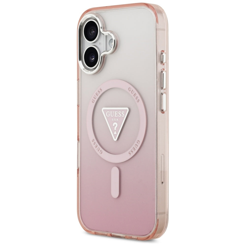 MagSafe hoesje voor Apple iPhone 17, Guess, IML Gradient Triangle Logo, Roze