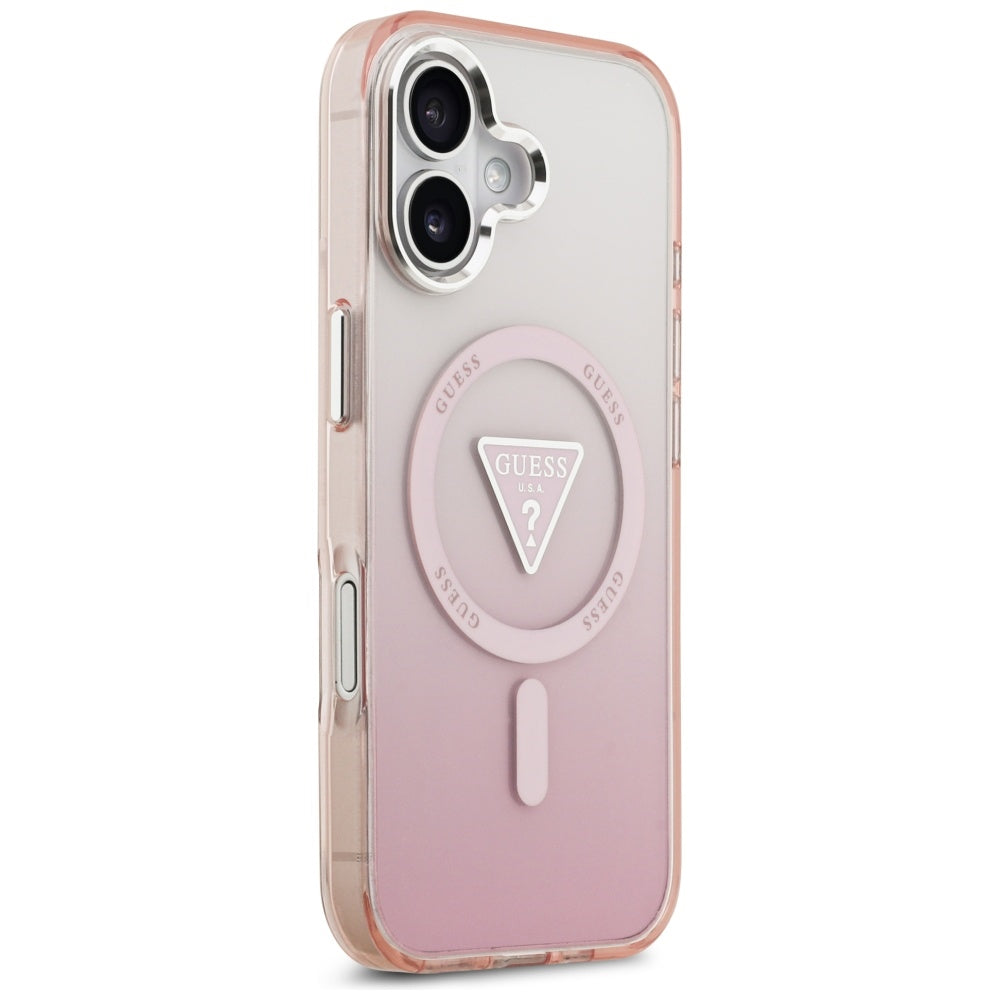 MagSafe hoesje voor Apple iPhone 17, Guess, IML Gradient Triangle Logo, Roze