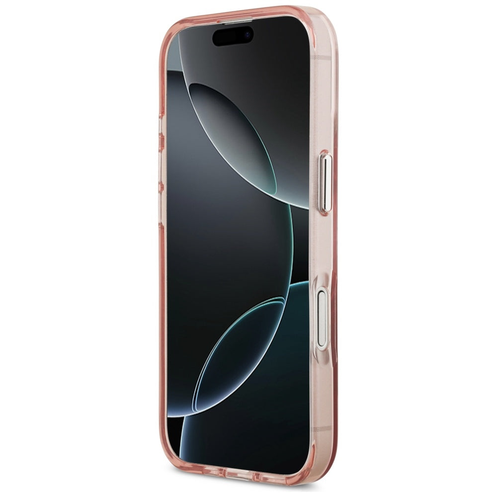 MagSafe hoesje voor Apple iPhone 17, Guess, IML Gradient Triangle Logo, Roze