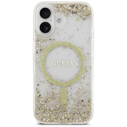 MagSafe hoesje voor Apple iPhone 17, Guess, Resin Bottom Glitter, Goud