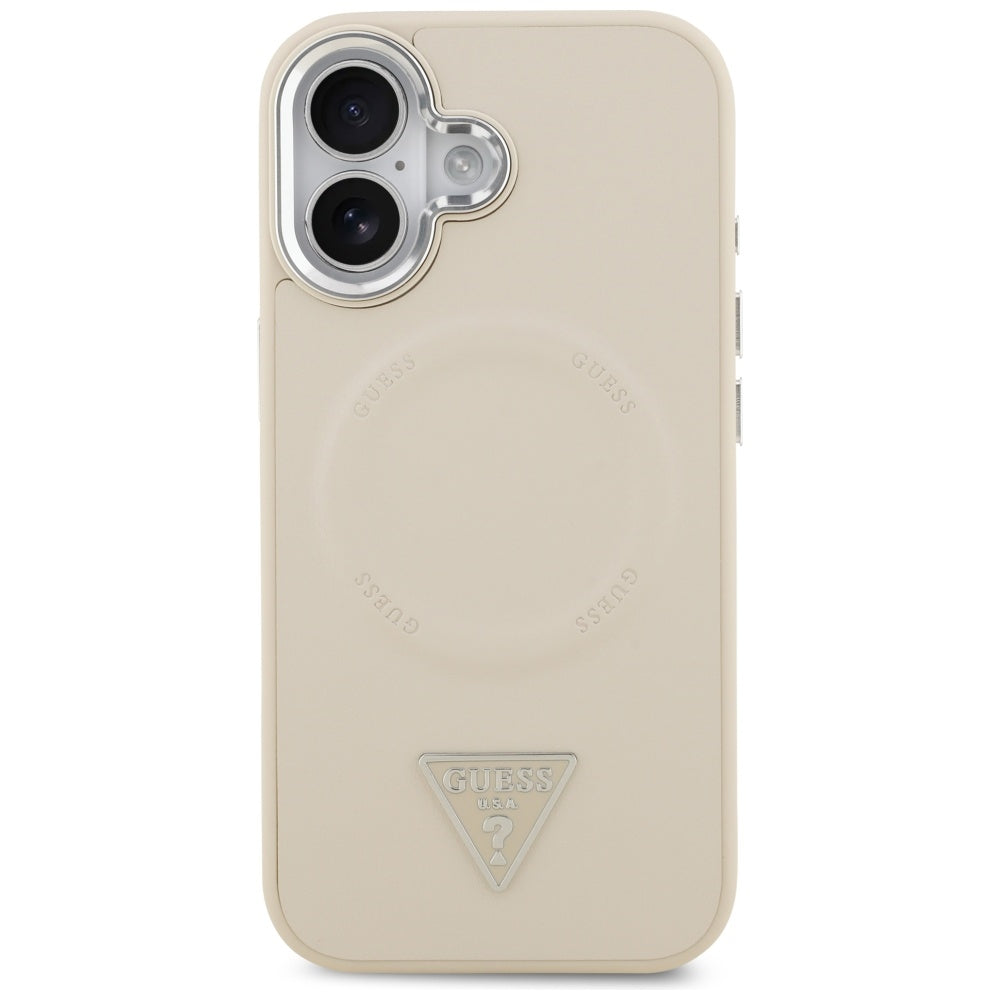 MagSafe Case for Apple iPhone 17, Guess, Triangle Logo, Silver Beige