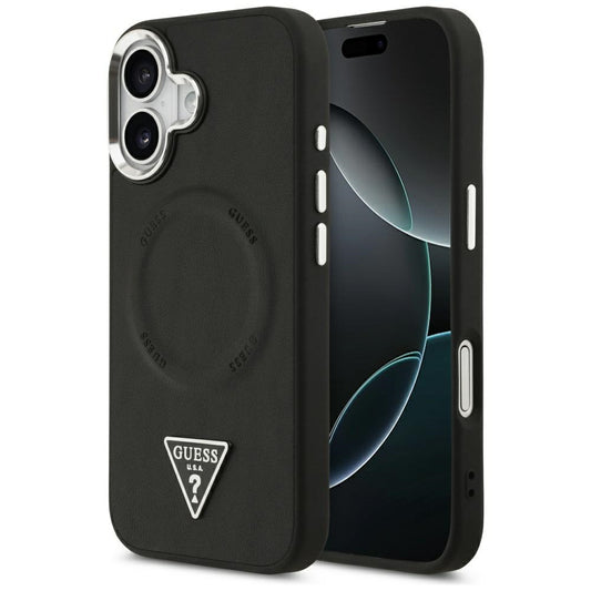 MagSafe hoesje voor Apple iPhone 17, Guess, Triangle Logo, Zwart Zilver
