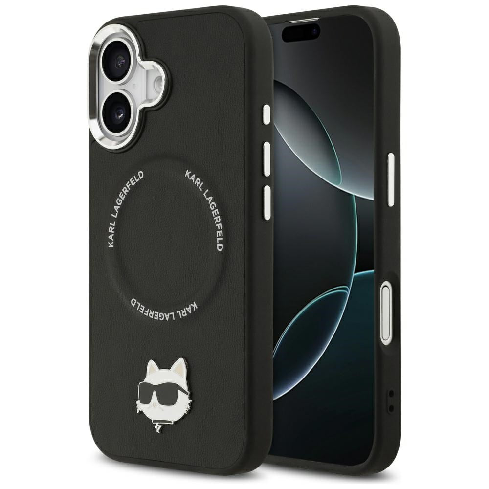 Étui MagSafe pour Apple iPhone 17, Karl Lagerfeld, Choupette Pin, Noir