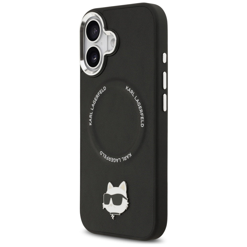 Étui MagSafe pour Apple iPhone 17, Karl Lagerfeld, Choupette Pin, Noir
