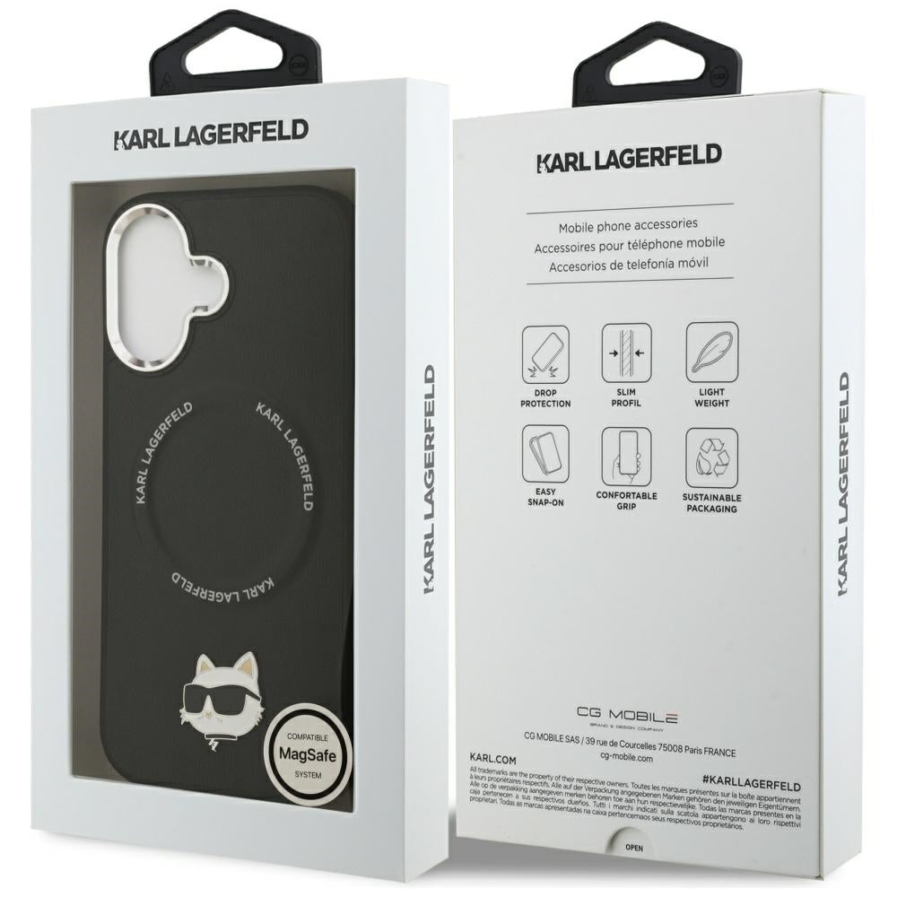 Étui MagSafe pour Apple iPhone 17, Karl Lagerfeld, Choupette Pin, Noir