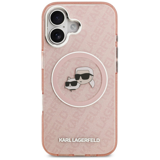 MagSafe Hülle für Apple iPhone 17, Karl Lagerfeld, IML Glitter Karl & Choupette's Heads, Rosa