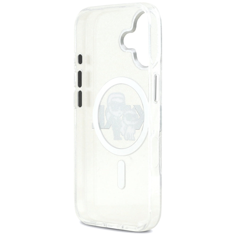 MagSafe hoes voor Apple iPhone 17, Karl Lagerfeld, IML Sketch Logo Glitter Karl & Choupette, Transparant
