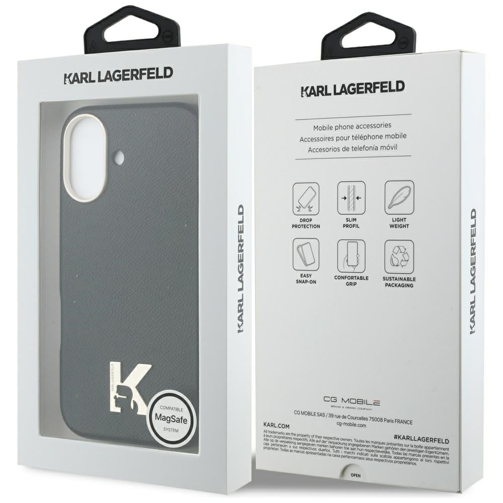 Étui MagSafe pour Apple iPhone 17, Karl Lagerfeld, Logo Karl Head, Noir