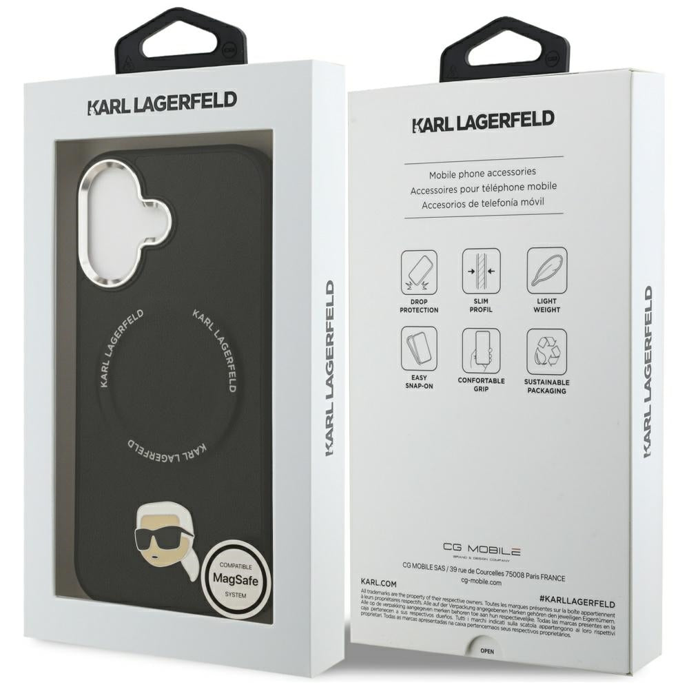 Coque MagSafe pour Apple iPhone 17, Karl Lagerfeld, Karl Pin, Noire