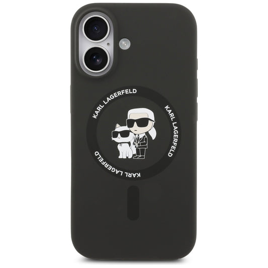 MagSafe hoesje voor Apple iPhone 17, Karl Lagerfeld, Ring Karl & Choupette, Zwart