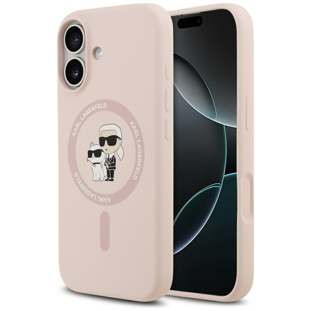 MagSafe hoesje voor Apple iPhone 17, Karl Lagerfeld, Ring Karl & Choupette, Roze