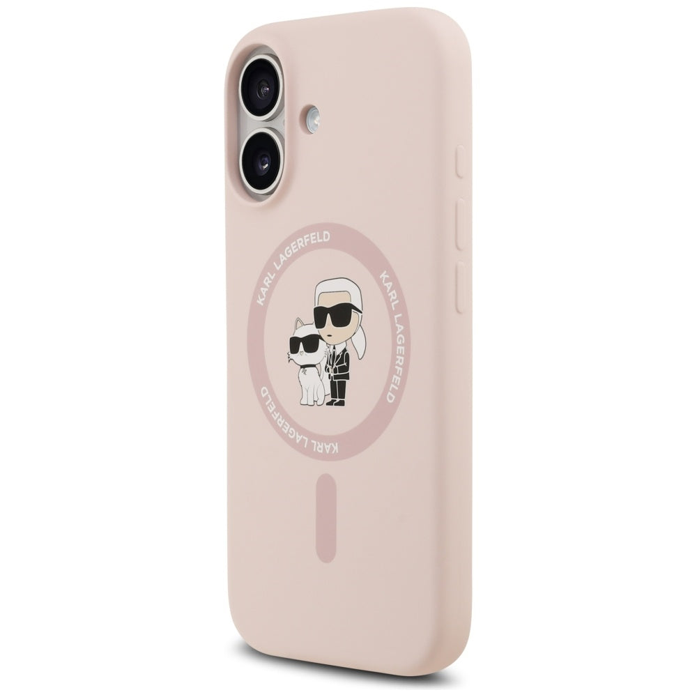 MagSafe hoesje voor Apple iPhone 17, Karl Lagerfeld, Ring Karl & Choupette, Roze