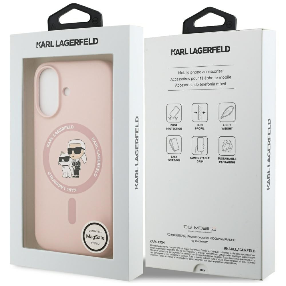 MagSafe hoesje voor Apple iPhone 17, Karl Lagerfeld, Ring Karl & Choupette, Roze
