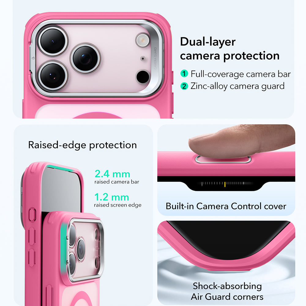 MagSafe hoesje voor Apple iPhone 17 Pro, ESR, Classic Hybrid Kickstand, Satijnroze