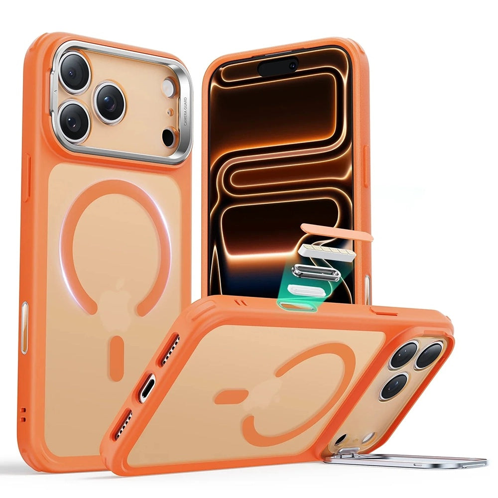 MagSafe hoesje voor Apple iPhone 17 Pro, ESR, Classic Hybrid Kickstand Slide, Satijn Oranje