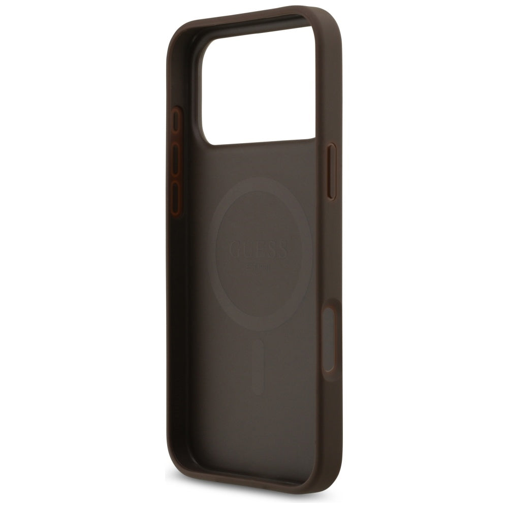 MagSafe hoesje voor Apple iPhone 17 Pro, Guess, 4G Circle Classic Logo, Bruin