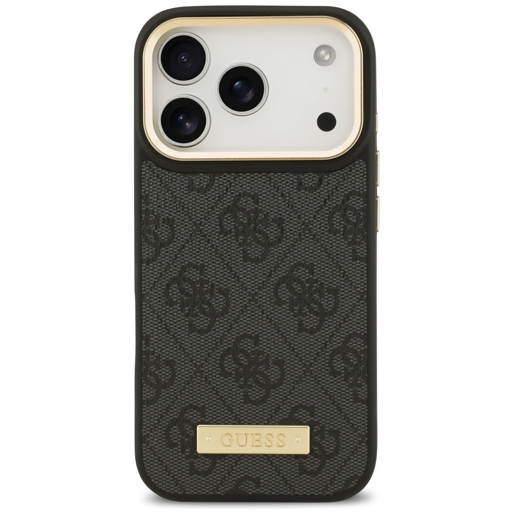 Coque MagSafe pour Apple iPhone 17 Pro, Guess, Plaque Logo 4G, Noire