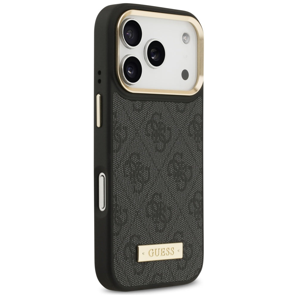 Coque MagSafe pour Apple iPhone 17 Pro, Guess, Plaque Logo 4G, Noire