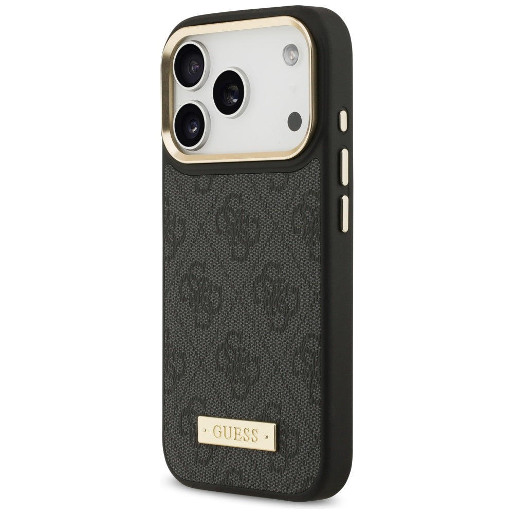 Coque MagSafe pour Apple iPhone 17 Pro, Guess, Plaque Logo 4G, Noire