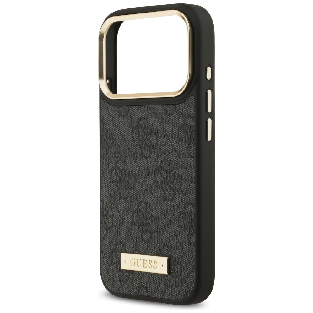 Coque MagSafe pour Apple iPhone 17 Pro, Guess, Plaque Logo 4G, Noire