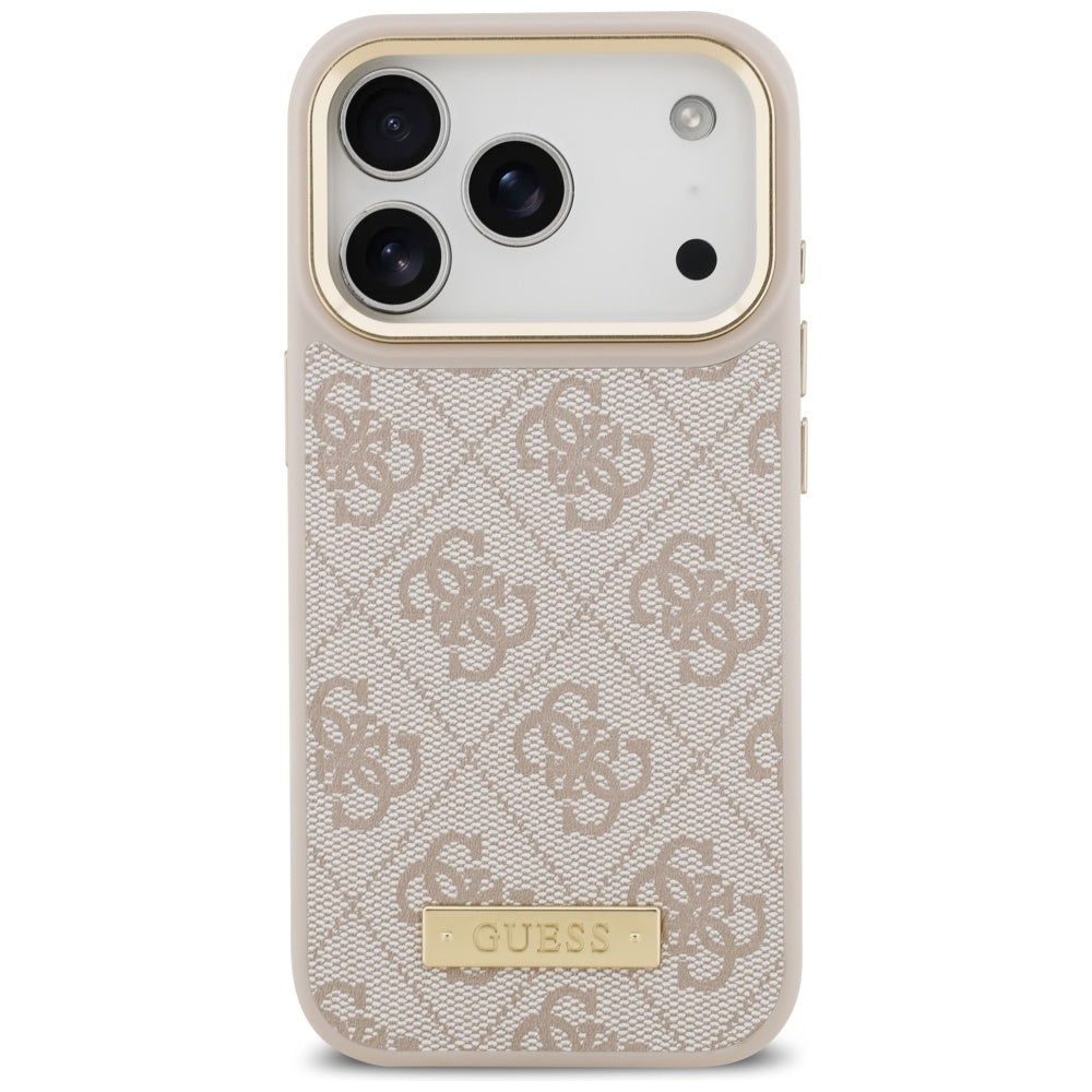 MagSafe hoesje voor Apple iPhone 17 Pro, Guess, 4G Logo Plate, Roze