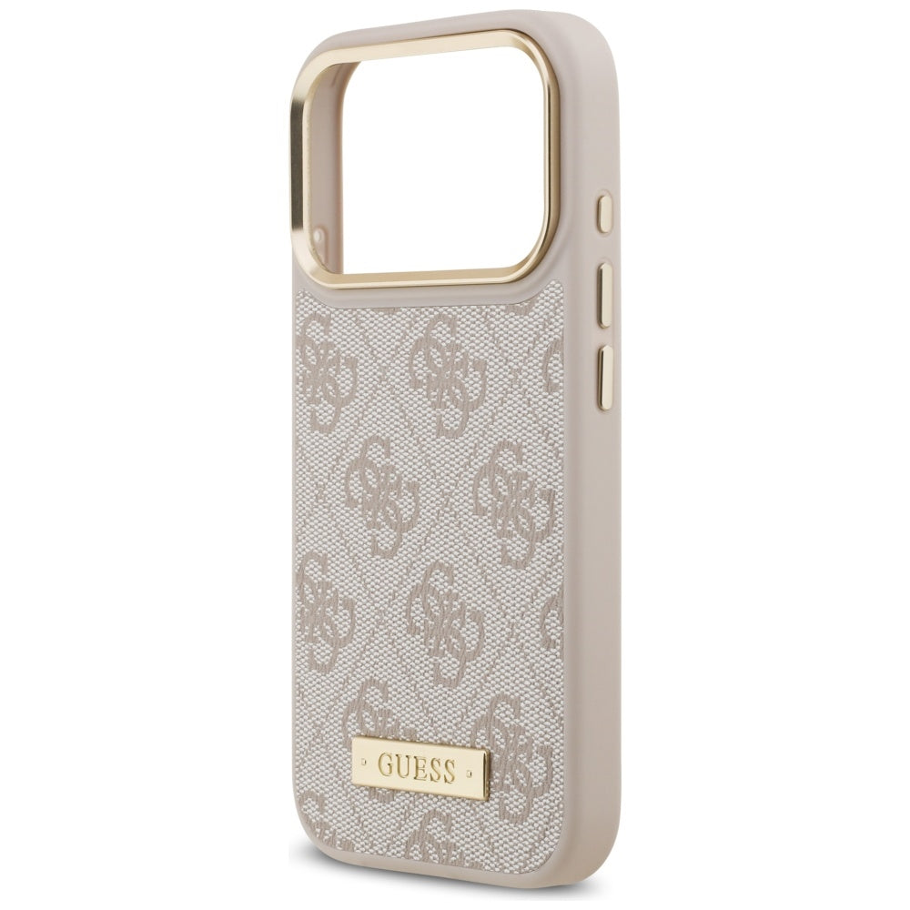 MagSafe hoesje voor Apple iPhone 17 Pro, Guess, 4G Logo Plate, Roze