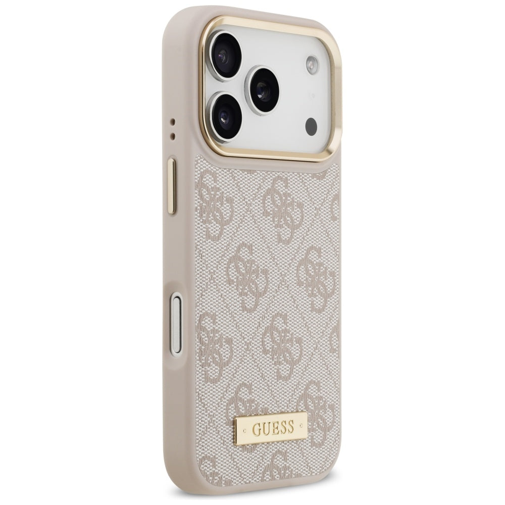MagSafe hoesje voor Apple iPhone 17 Pro, Guess, 4G Logo Plate, Roze