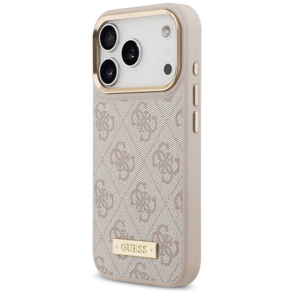 MagSafe hoesje voor Apple iPhone 17 Pro, Guess, 4G Logo Plate, Roze