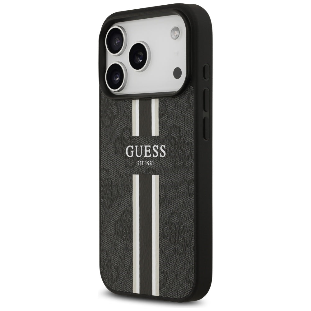 MagSafe hoesje voor Apple iPhone 17 Pro, Guess, 4G Printed Stripes, Zwart