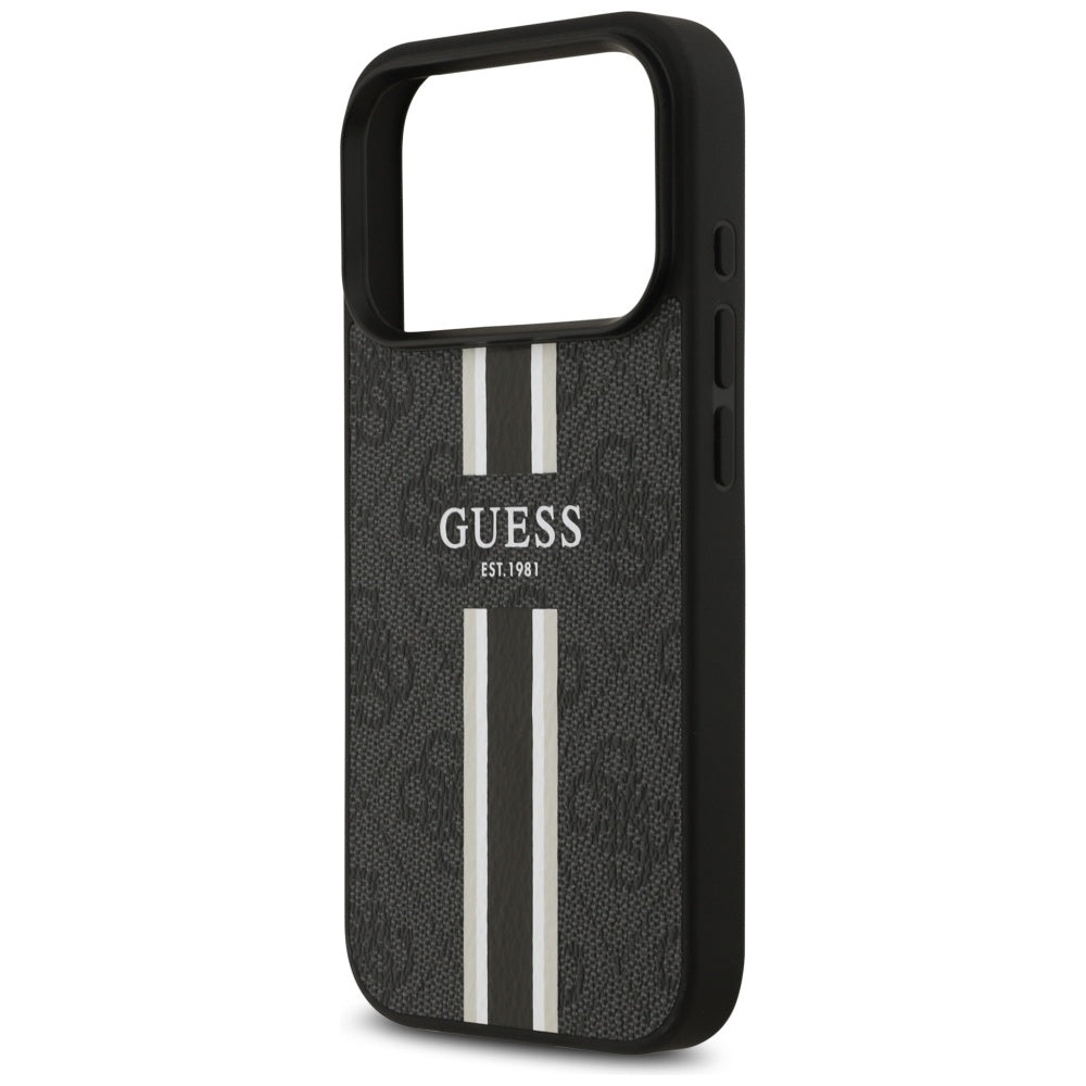 MagSafe hoesje voor Apple iPhone 17 Pro, Guess, 4G Printed Stripes, Zwart