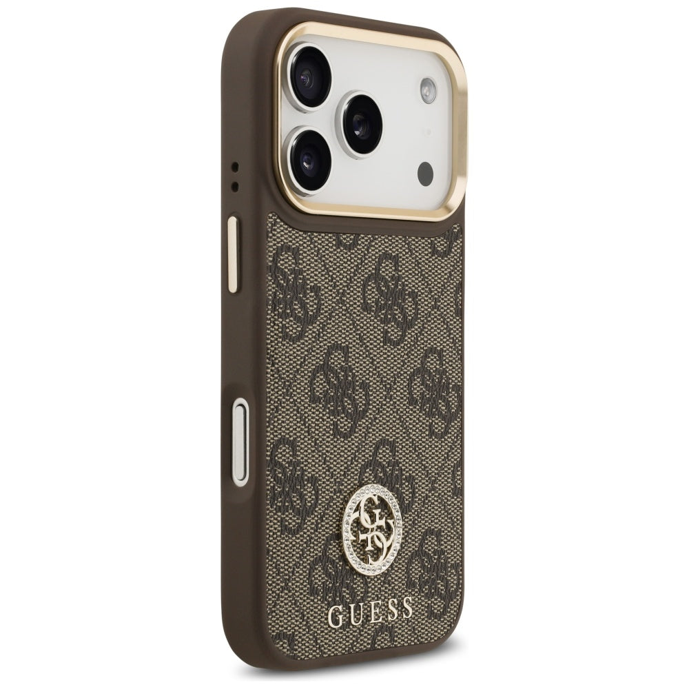 MagSafe hoesje voor Apple iPhone 17 Pro, Guess, 4G Strass Logo, Bruin