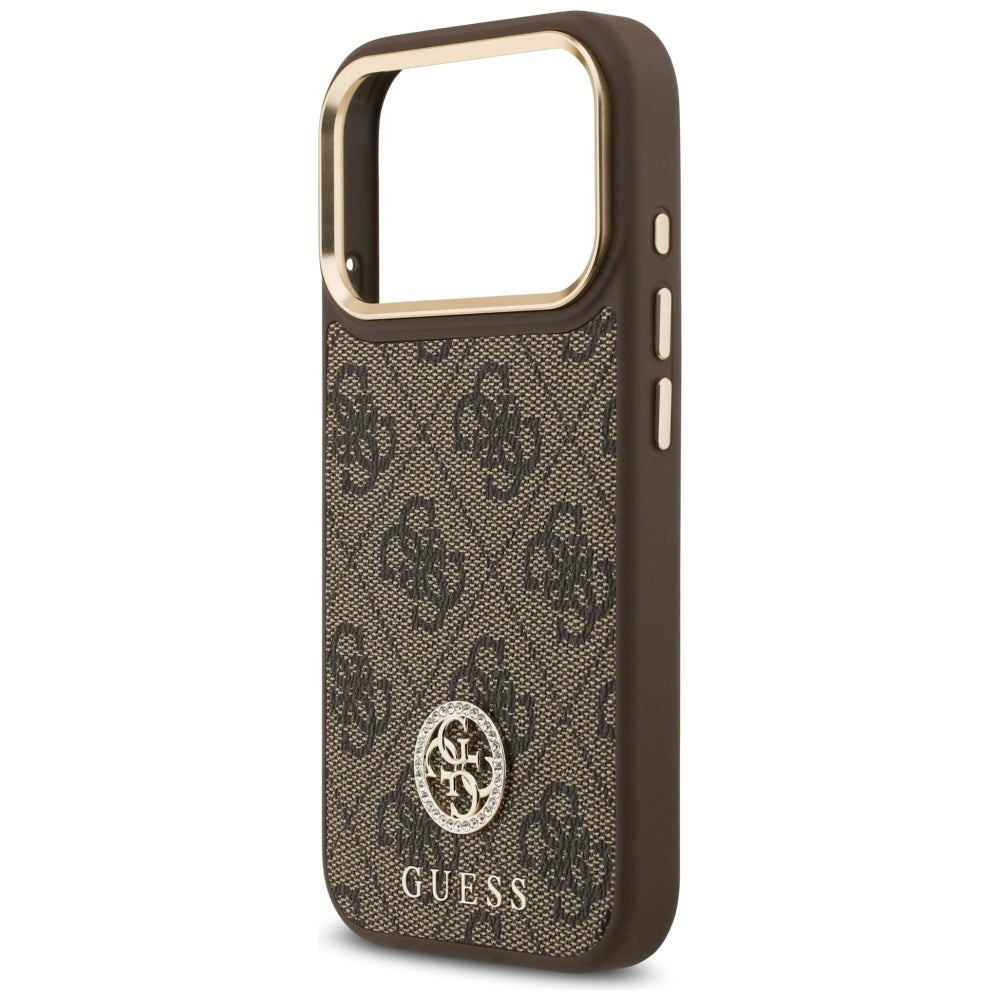 MagSafe hoesje voor Apple iPhone 17 Pro, Guess, 4G Strass Logo, Bruin