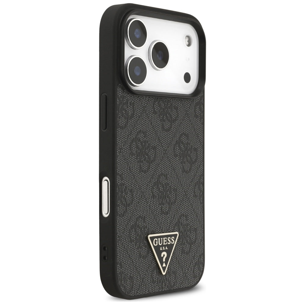 MagSafe hoesje voor Apple iPhone 17 Pro, Guess, 4G Triangle Logo met koordriem, Zwart