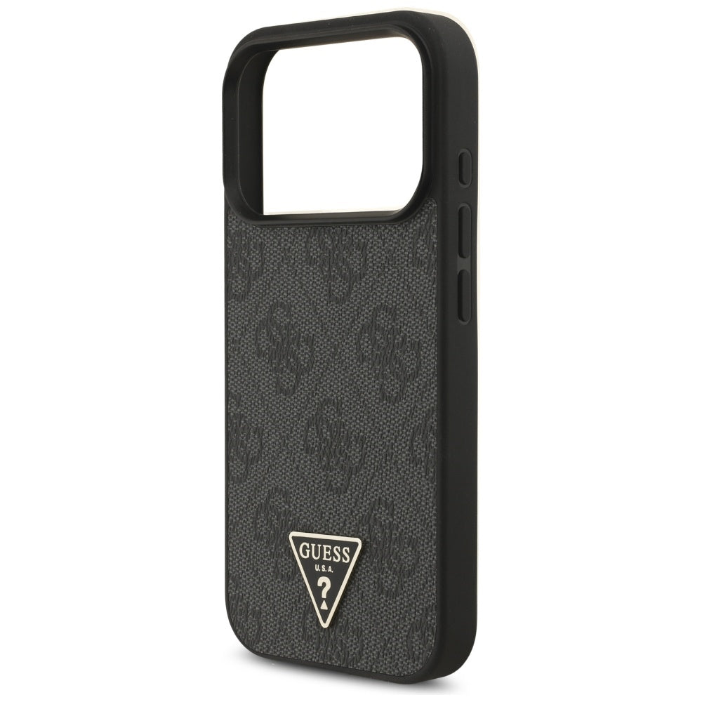 MagSafe hoesje voor Apple iPhone 17 Pro, Guess, 4G Triangle Logo met koordriem, Zwart