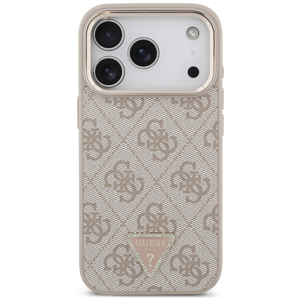 MagSafe hoesje voor Apple iPhone 17 Pro, Guess, 4G Triangle Logo, Goudroze