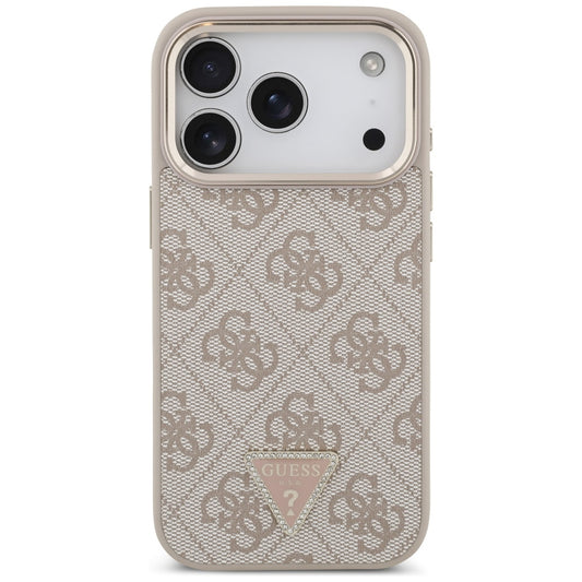 Coque MagSafe pour Apple iPhone 17 Pro, Guess, Logo Triangle 4G, Rose Doré