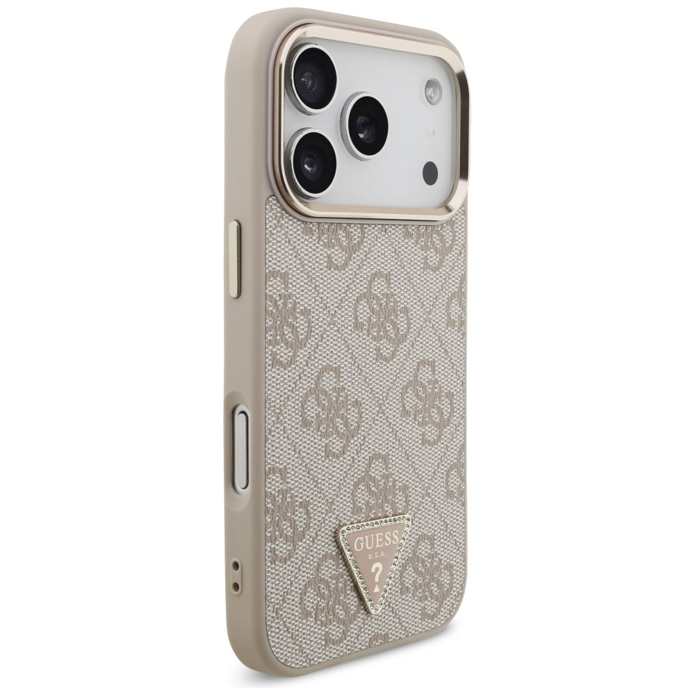 MagSafe hoesje voor Apple iPhone 17 Pro, Guess, 4G Triangle Logo, Goudroze