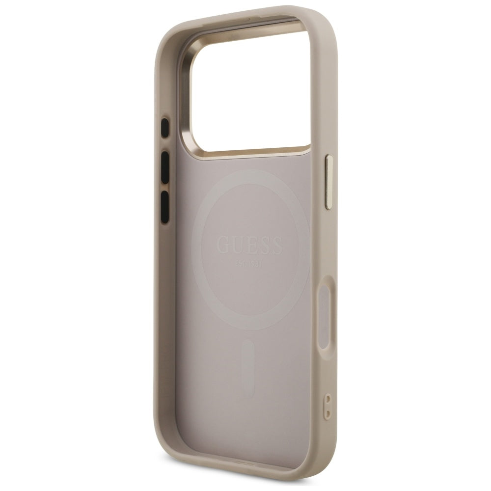 MagSafe hoesje voor Apple iPhone 17 Pro, Guess, 4G Triangle Logo, Goudroze
