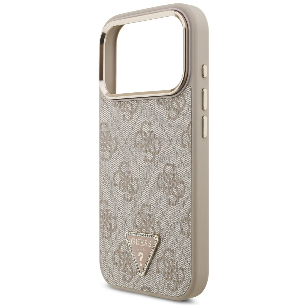 MagSafe hoesje voor Apple iPhone 17 Pro, Guess, 4G Triangle Logo, Goudroze