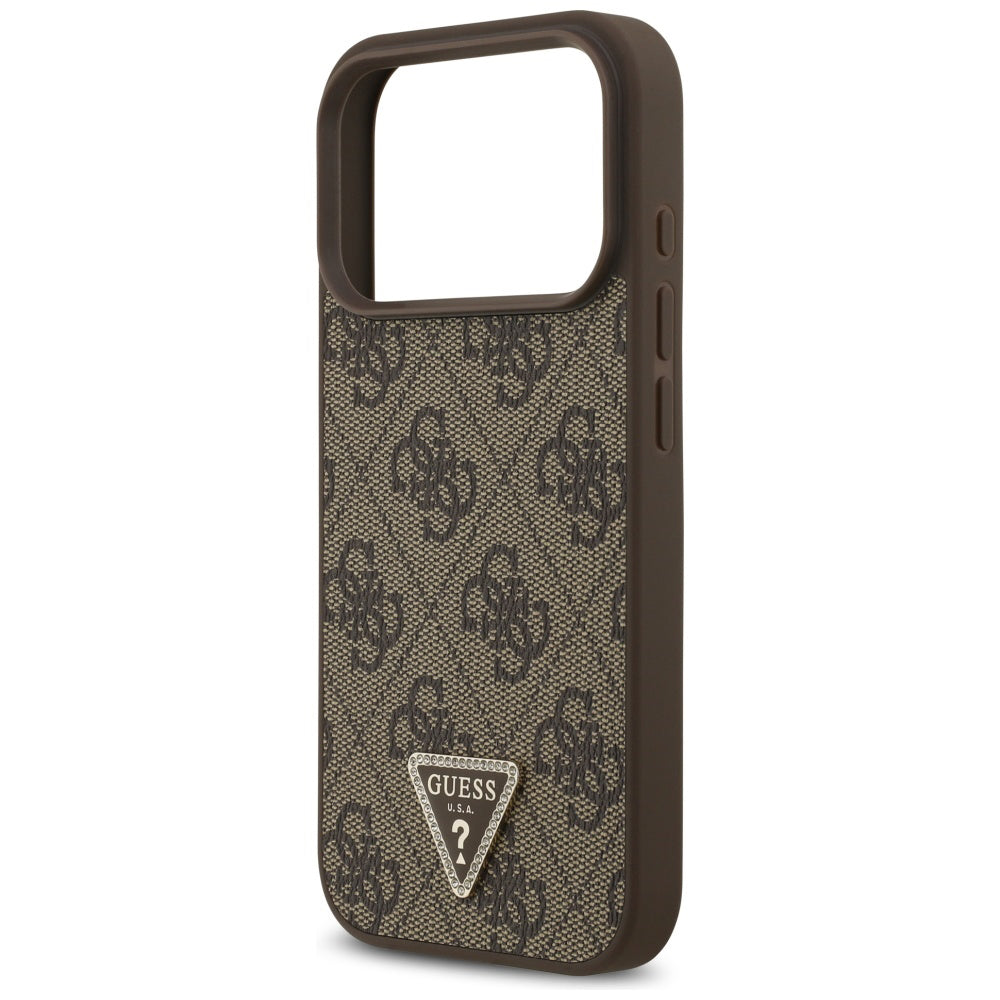 MagSafe hoesje voor Apple iPhone 17 Pro, Guess, 4G Triangle Strass, Bruin