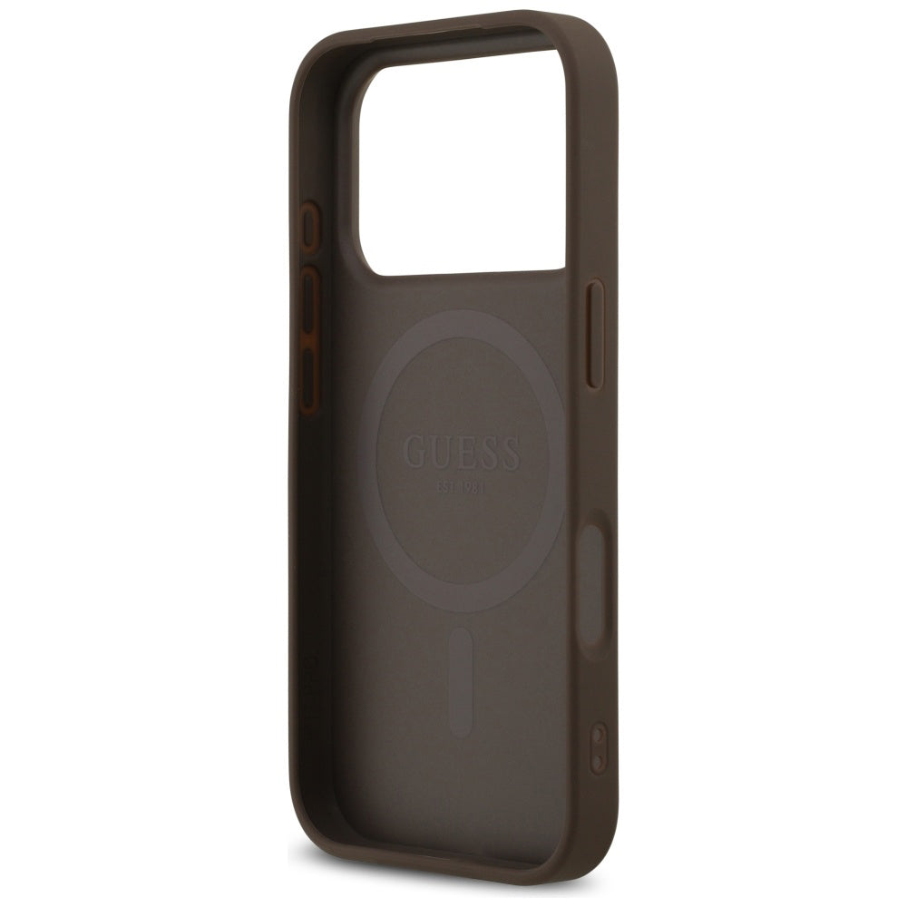 MagSafe hoesje voor Apple iPhone 17 Pro, Guess, 4G Triangle Strass, Bruin