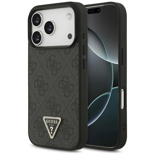 Étui MagSafe pour Apple iPhone 17 Pro, Guess, 4G Triangle Strass, Noir