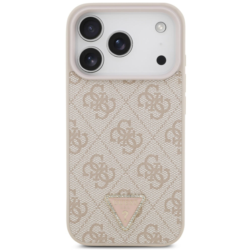 MagSafe Case for Apple iPhone 17 Pro, Guess, 4G Triangle Strass, Pink