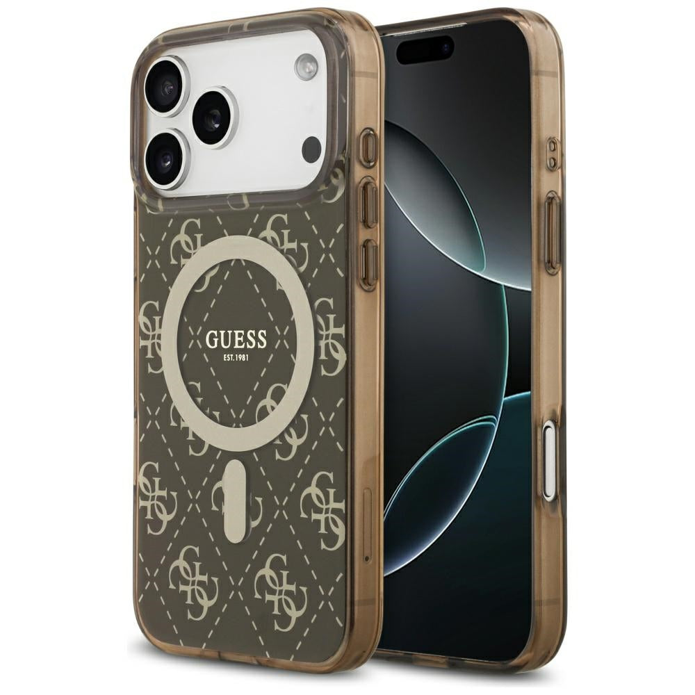 Étui MagSafe pour Apple iPhone 17 Pro, Guess, IML 4G Background, Marron
